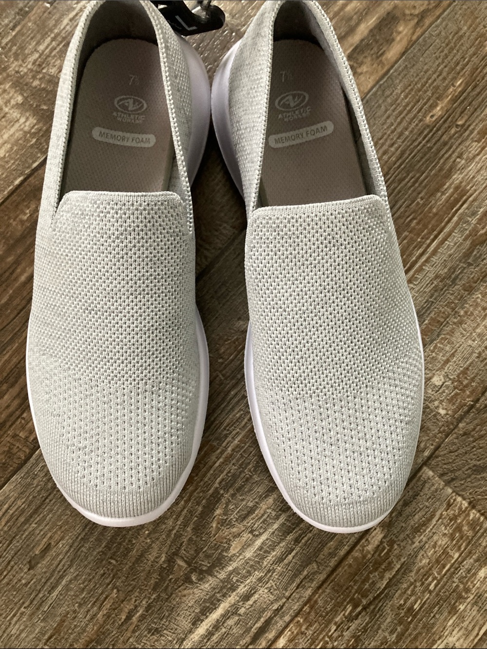 Athletic Works Light Gray Slip-On Knit Loafers